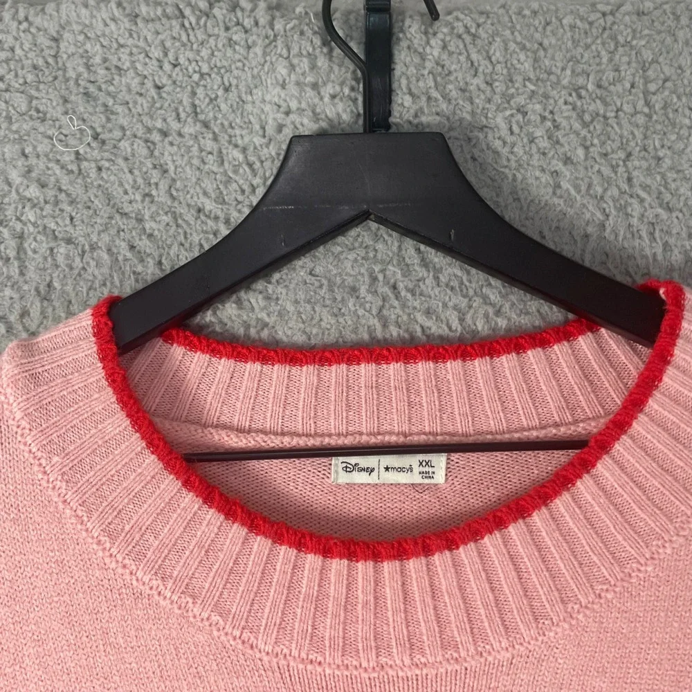 Disney Macy's Minnie Mouse Sweater XXL Pink Varsity M Pullover Womens 2024